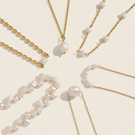 Collier de Perles d'Eau Douce – Acier Inoxydable Plaqué Or 18K