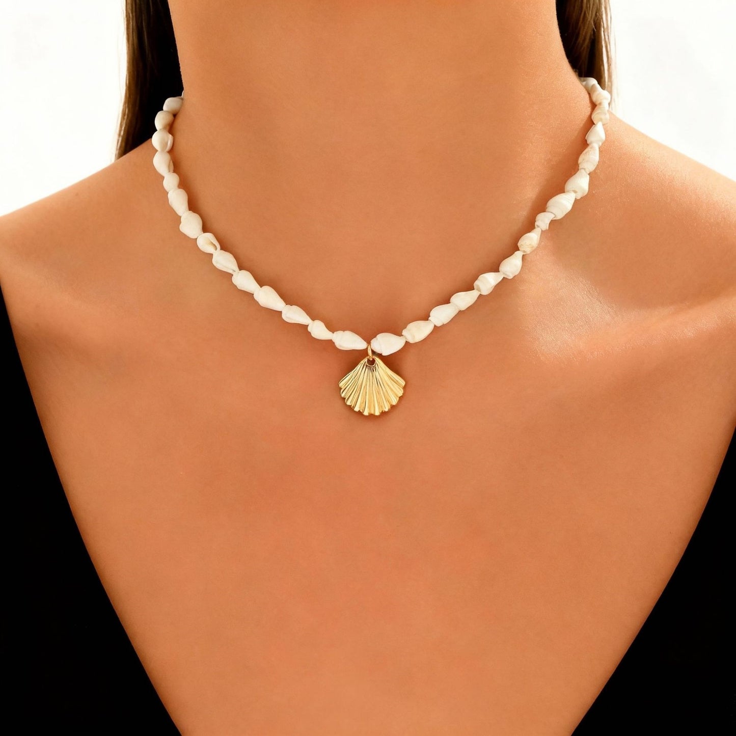 Collier Multi-Rangs Style Océan – Coquillages & Turquoise